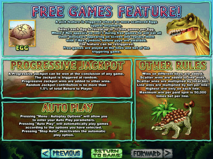 RTG T REX FREE TO PLAY ONLINE SLOT SPECIAL FEATURES